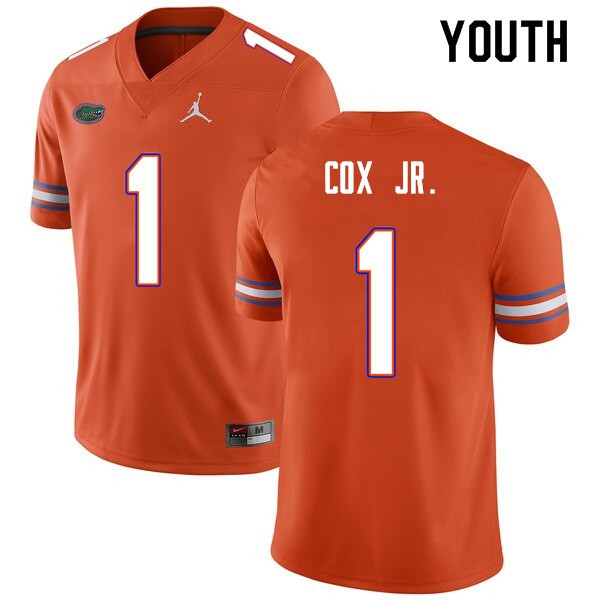Youth #1 Brenton Cox Jr. Florida Gators College Football Jerseys Orange